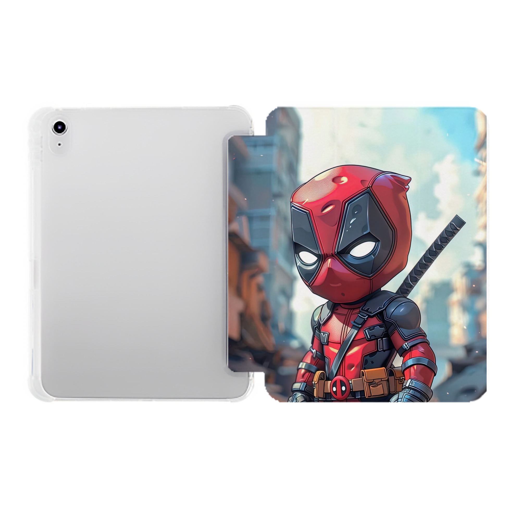 （画像用） Deadpool デッドプール IPad ケース ペン収納付き 三つ折りスタンド PUレザー×シリコン 対応機種9.5/10.5/10.9インチ